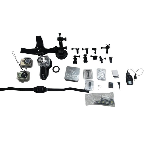 pre owned Go Pro Hero 2 & Lightdow 1080P Sports Action Cameras w/ Mounting - Picture 1 of 16